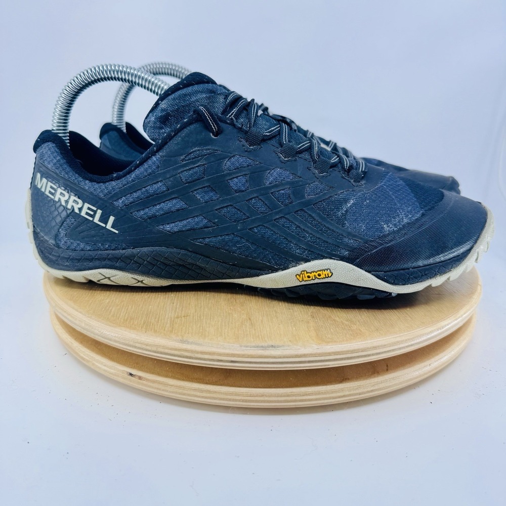 Merrell Trail Glove 4 Barefoot Running Shoes Womens 8 Black Gray Vibram Sole